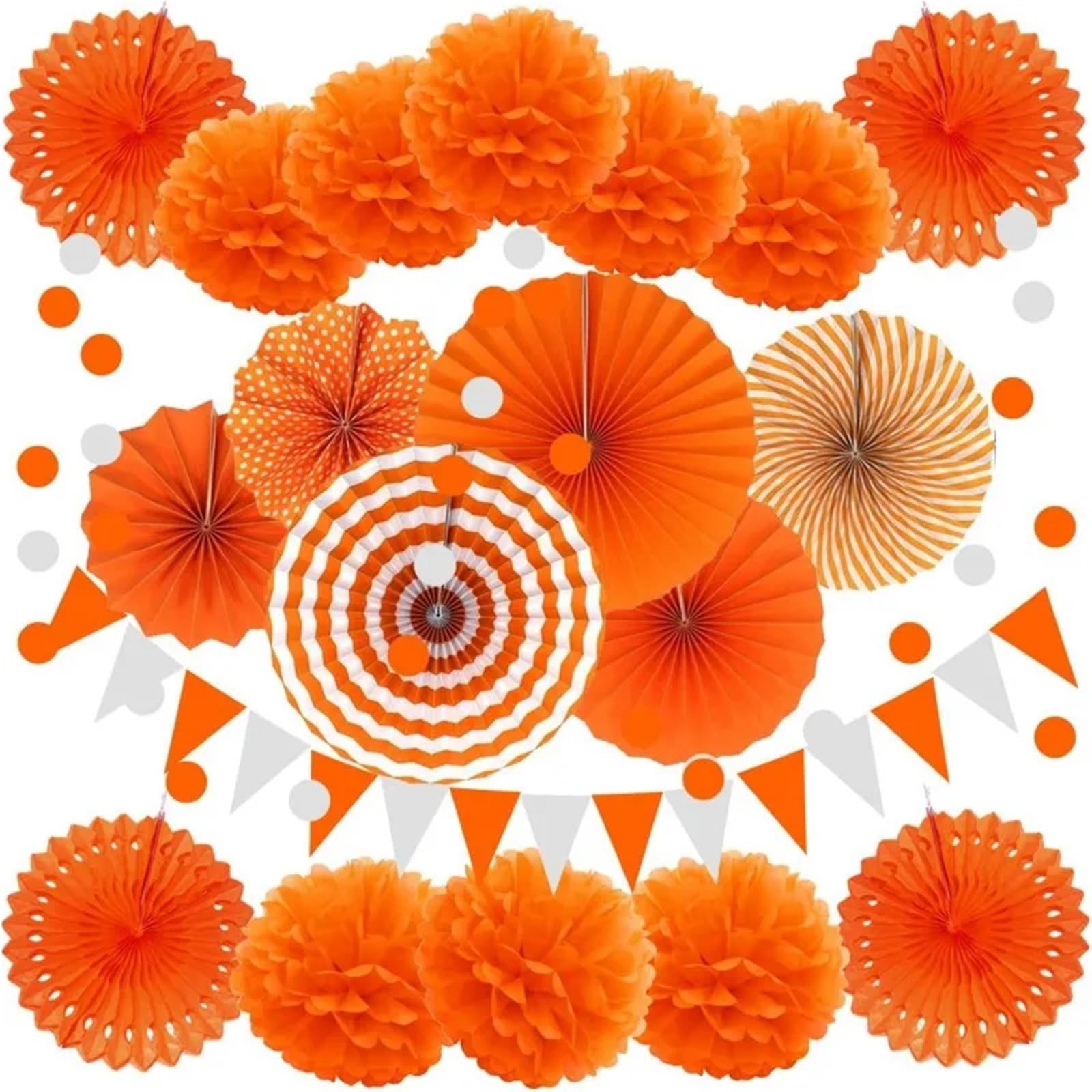 20pcs Cut-Out Paper Fan Pinwheels Hanging Crafts Tissue Pom Poms Flower Ball Lantern Wedding Birthday Party for Wedding Party(Orange)
