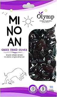 Griechische getrocknete schwarze Oliven von Olymp | Griechische Minoan Oliven in extra nativem Olivenöl
