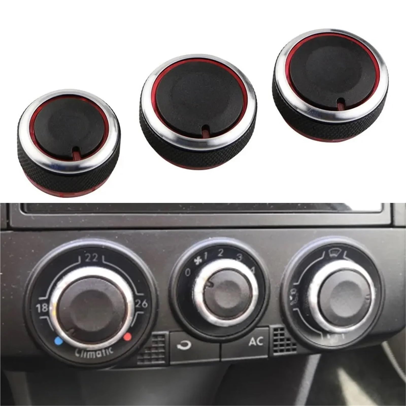3 pezzi/set manopole interruttore riscaldamento clima pulsanti di controllo quadranti telaio calore anello aria condizionata copertura adatta for Volkswagen adatta for VW adatta for POLO 2004-20