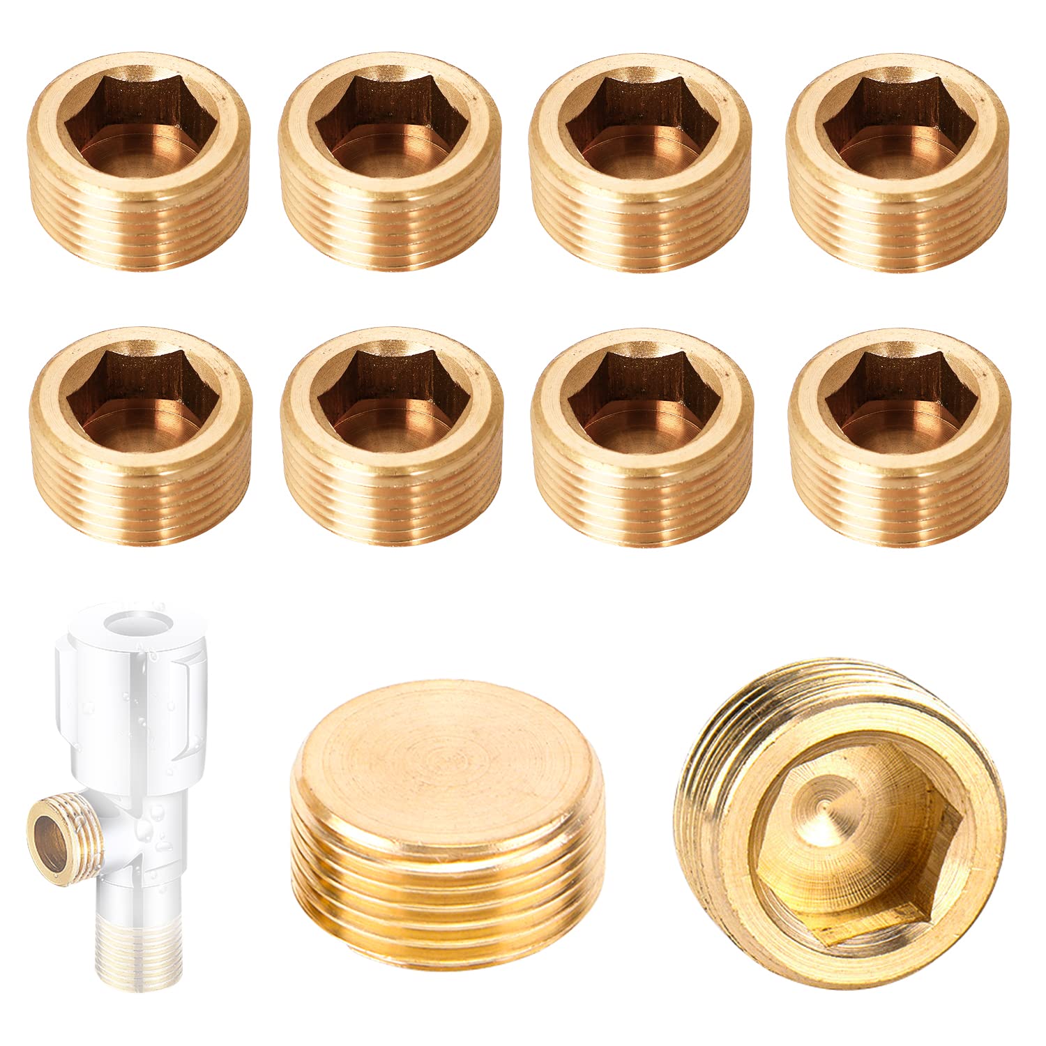 16 Pezzi Tappi Ciechi In Ottone, Tappo In Ottone Filettatura Esterna, 1