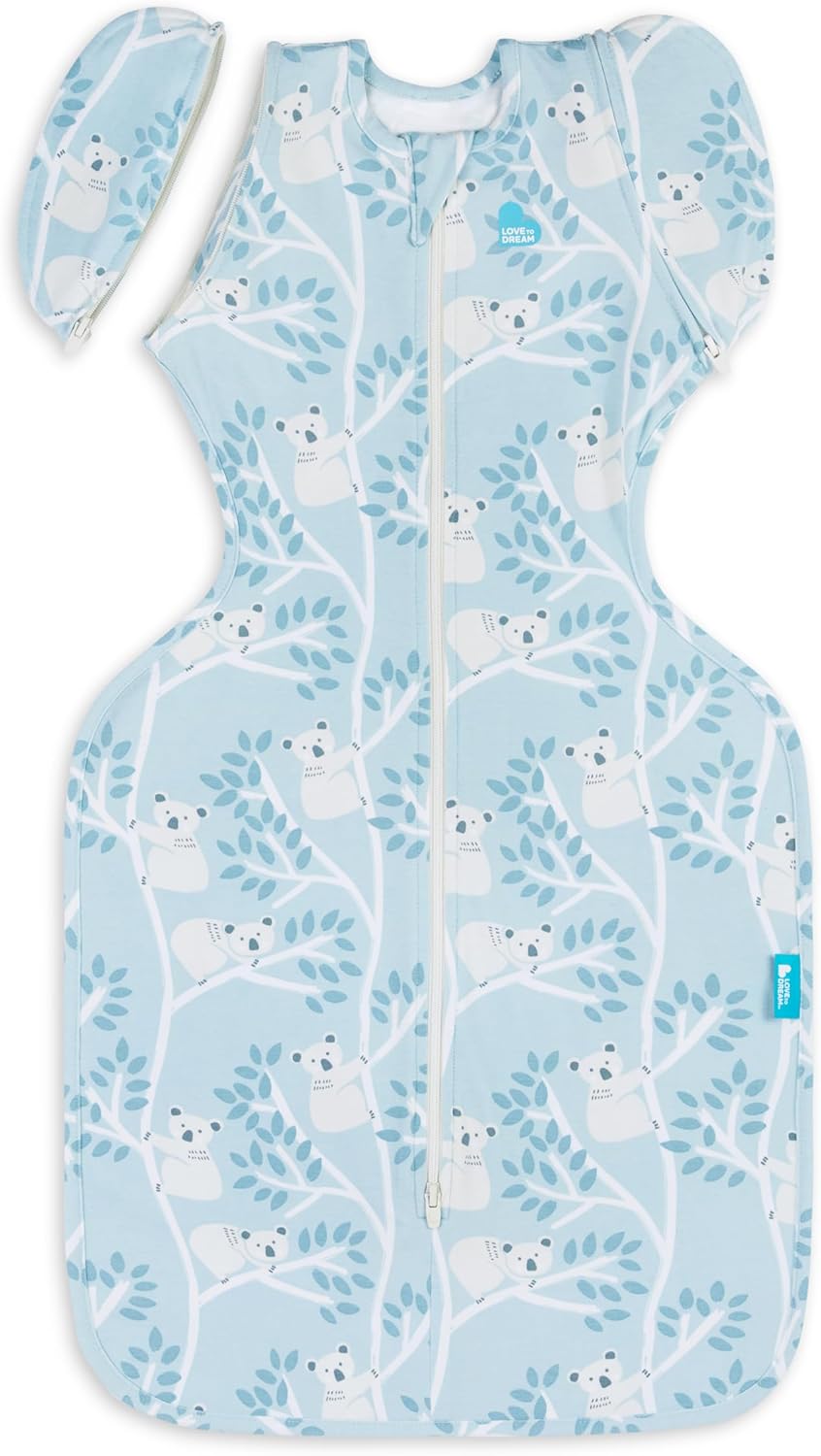Love To Dream Swaddle Up Transition Swaddle, 1.0 TOG, Patented Zip-Off Wings, Gently Help Baby Transition from Being Swaddled to Arms Free When Showing Signs of Rolling. 19-24 lbs, Mini Koalas