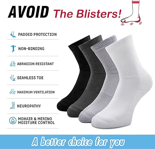 Miniatura 9 de Busy Socks Paquete de 4 calcetines para diabéticos no vinculantes para hombres y mujeres, calcetines gruesos de algodón con parte superior suelta