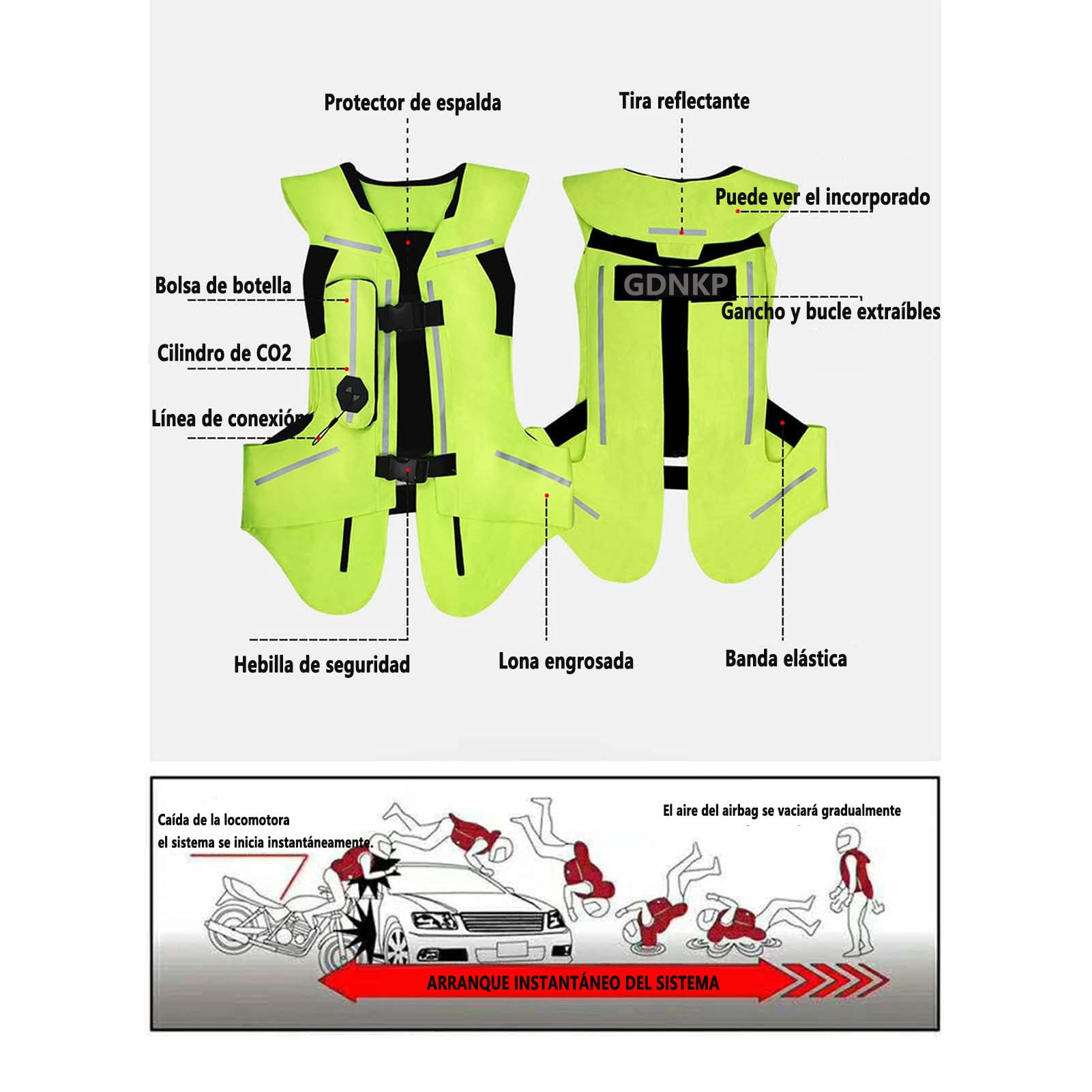 Chaleco Airbag Moto Homologado,Hombre Mujer Ropa De Protección para Moto con Chaleco Ventilado Reflexivo Nocturno Anti-Caídafor Motocross Equitación Protección