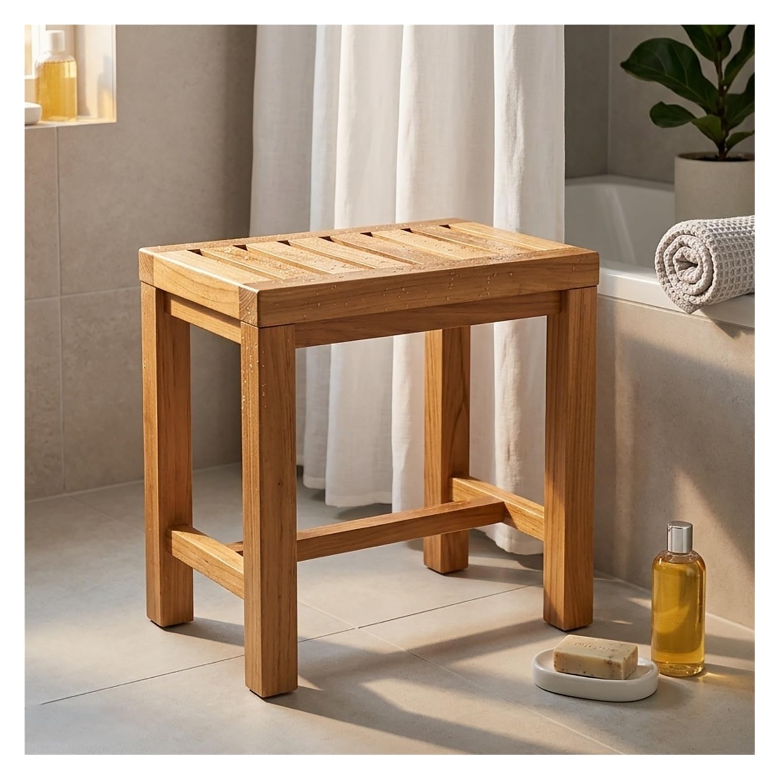 Taburete Ducha Impermeable,Asiento Ducha Adulto Madera | Banqueta Baño Ergonómico,silla Ducha Ideal Para Ancianos Y Uso En La Ducha,350 Libras,42 × 28 × 43cm