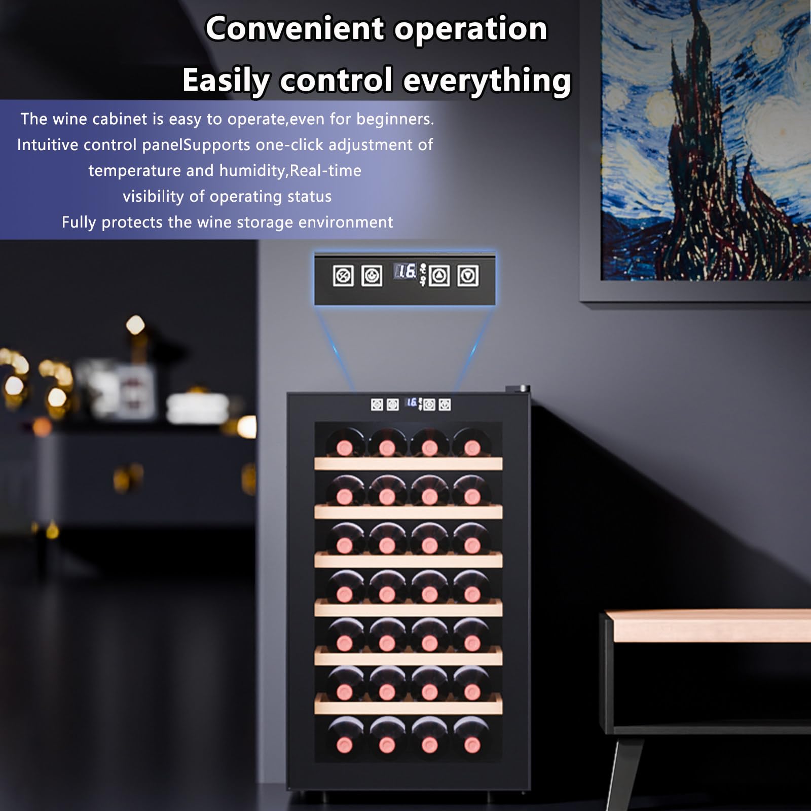 Kindevieft Wine Refrigerator - Wine Refrigerator, Full Glass Design Door With Touch Panel, Low Noise 16bottle on Fridge.com - View 5