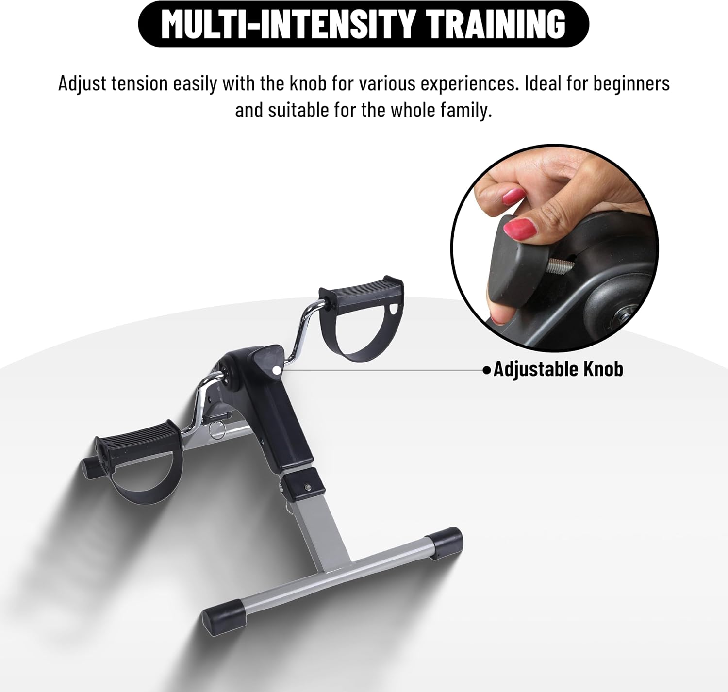 Endless Folding Pedal Exerciser with LCD Monitor | Black | Material: Alloy Steel | Mini Under Desk Exercise Bike Foot Hand Cycle Portable, Arm and Leg Exercise Peddler Machine | for Men and Women
