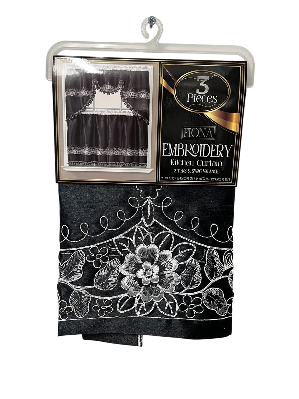 Sally Textiles Inc Fiona Embroidered Kitchen Curtain 36