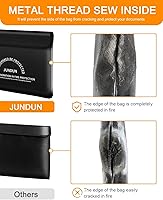 Vista 5 de JUNDUN Bolsa de documentos ignífuga con aislamiento térmico de 5200 ℉, bolsa de dinero impermeable e ignífuga de 14.0 x 10.4 pulgadas, bolsa