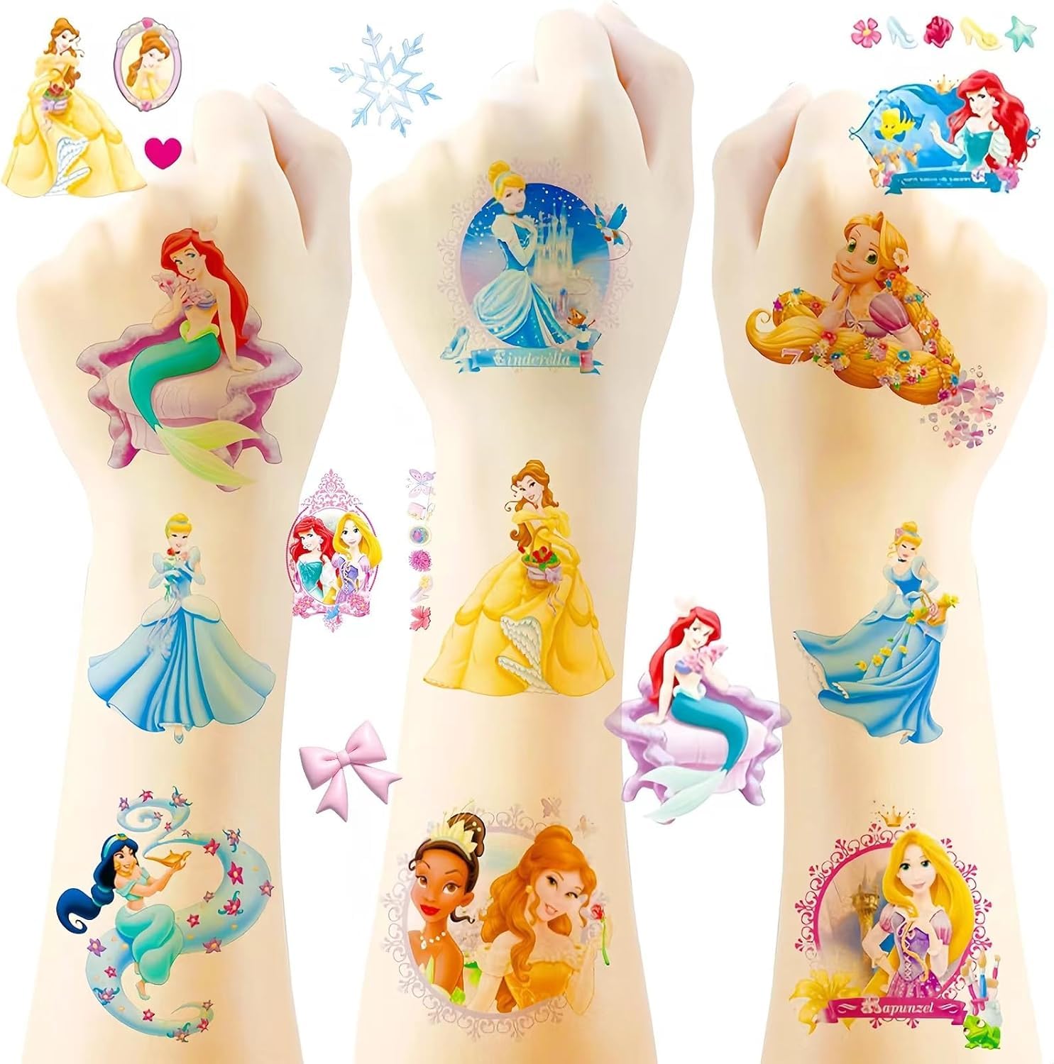 Cute Cartoon Princess Temporary Tattoos Stickers for Kids, 40 Sheets, Waterproof, Fake Tattoo Stickers, Children Party Favours, Boys Girls Birthday Gift, Party Bag Filler
