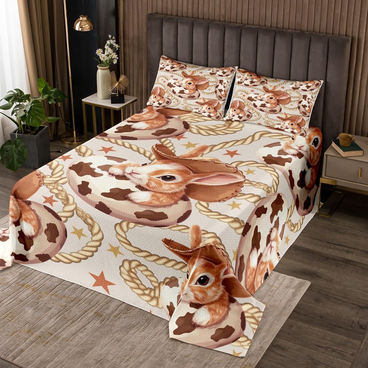 Homewish Southwestern Cowgirl Pink Bedspread Queen Size,Cherry Bowknot Princess Theme Bedding Set for Kids Boys Girls Room Decor,Star Love Printed Quilt 3Pcs,Cowboy Boot Coverlet Set,2 Pillowcases