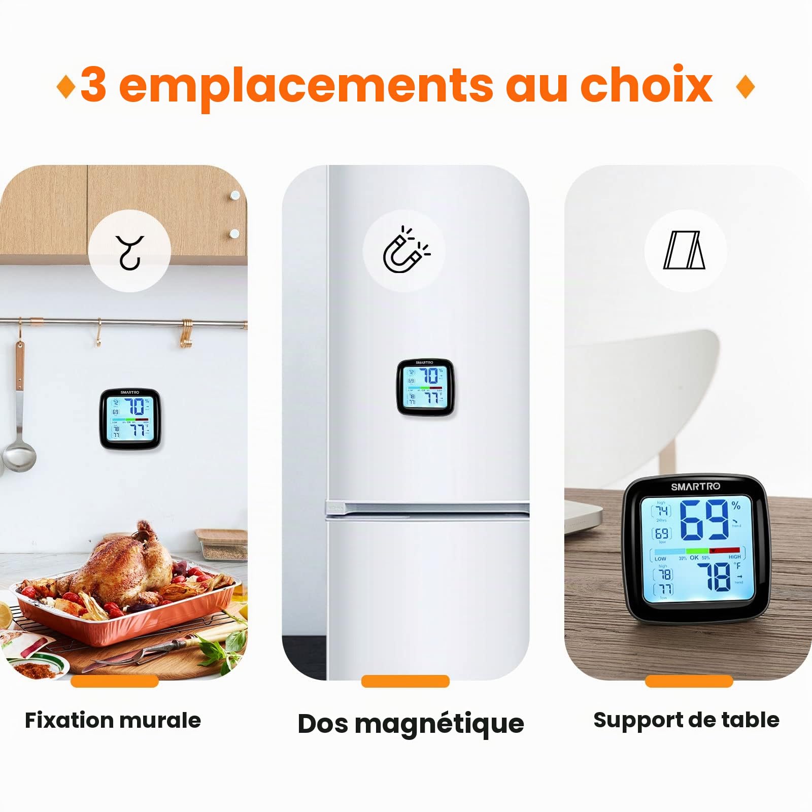 SMARTRO SC42 Hygromètre numérique professionnel pour intérieur avec jauge d'humidité ambiante et calibrage de précision professionnel