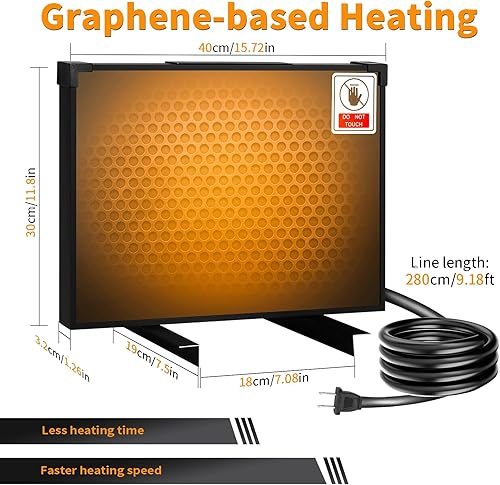 Miniatura 2 de Ziopetru Calentador de gallinero, calentador de gallinero de invierno, panel de calefacción radiante de gallinero, cable antimordeduras de 9 pies,