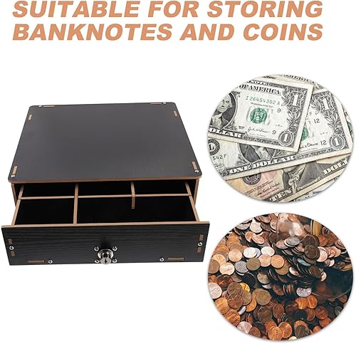 Miniatura 2 de VILLCASE Cajón de caja registradora manual para sistema de punto de venta Cajón de efectivo con bandeja extraíble Cerradura de llave Organizador de