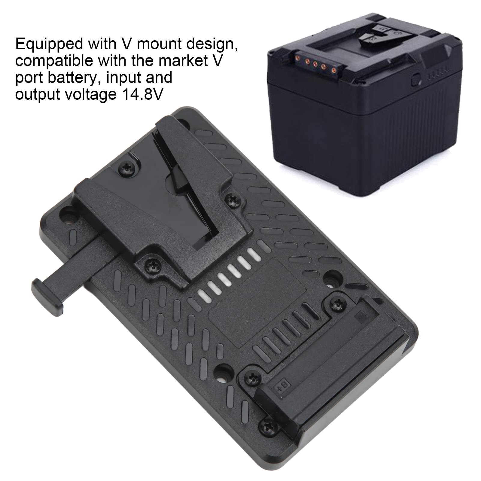 V Lock Mount Battery Plate, V Lock DIY Battery Hanging Gusset Battery Plate with V Lock Mount Power Supply Splitter Adapter for Camera Battery Protection