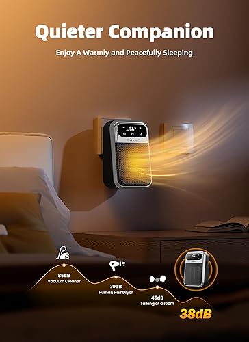 Miniatura 5 de Brightown Paquete de 2 calentadores de espacio de salida, calentador de enchufe de 800 W con control remoto y pantalla LED táctil, pequeños