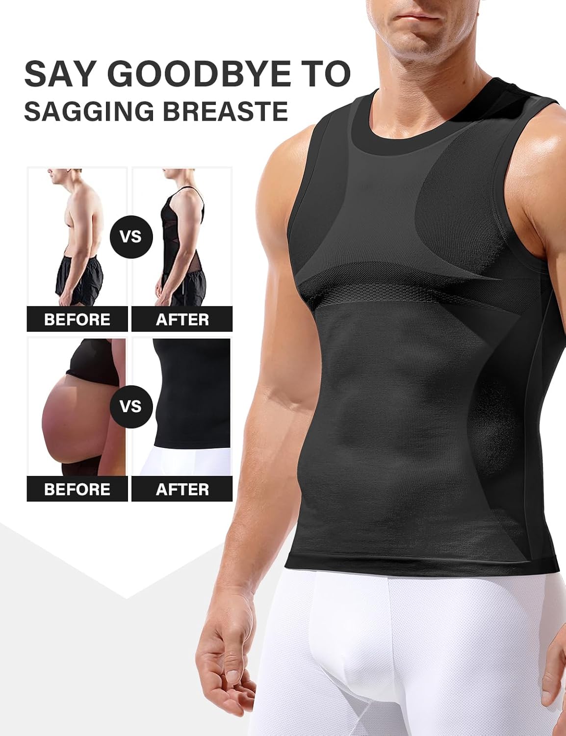 Arjen Kroos 4 Pack Compression Tank Top Men Sleeveless Athletic Base Layer Workout Shirt Slimming Shaper Undershirt - Image 4