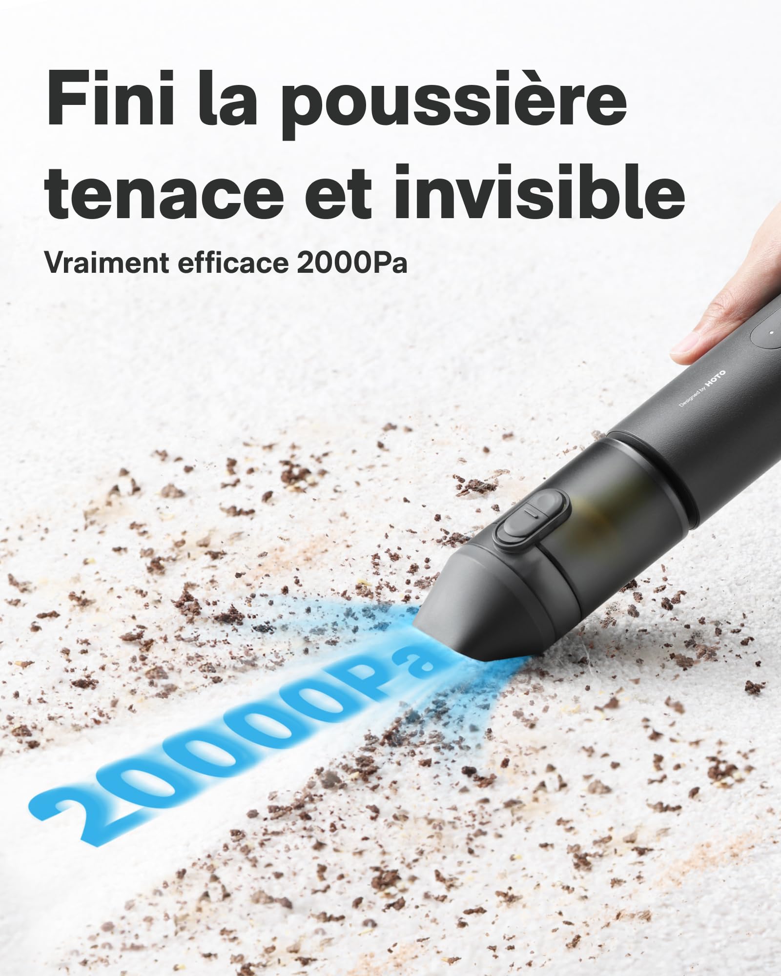 HOTO Aspirateur Voiture Puissant sans Fil, Aspirateur à Main 4 en 1 | Mini Aspirateur Sans Fil 20 000 Pa, Souffleur à Air Comprimé Électrique, Aspirateur de Voiture pour Bureau, Clavier, Maison