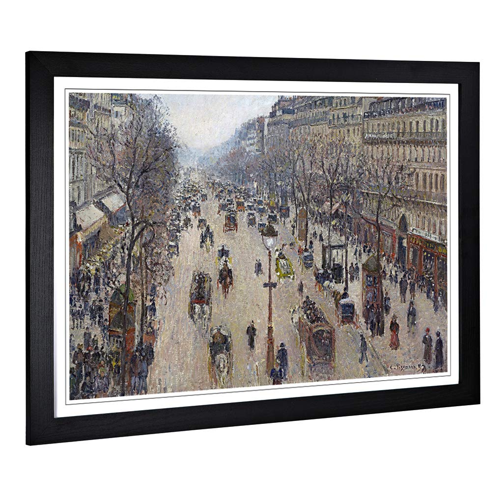 Big Box Art Framed Print of Camille Pissaro Boulevard Montmarte Design | Wall Art Picture | Home Decor for Kitchen, Living Room, Bedroom, Hallway, Black, A2 / 24.5x18 Inch / 62x45cm