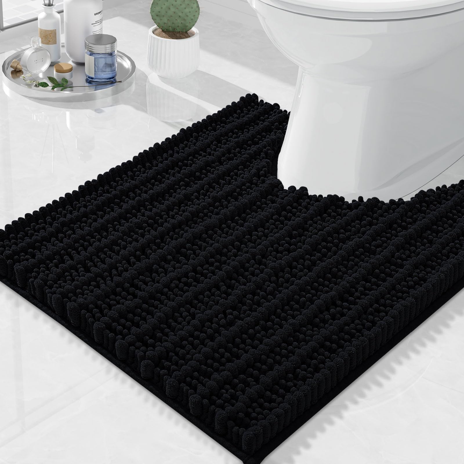 Arotive Toilet Rugs U-Shaped 20x20, Soft Absorbent Chenille Shaggy Bath Mat