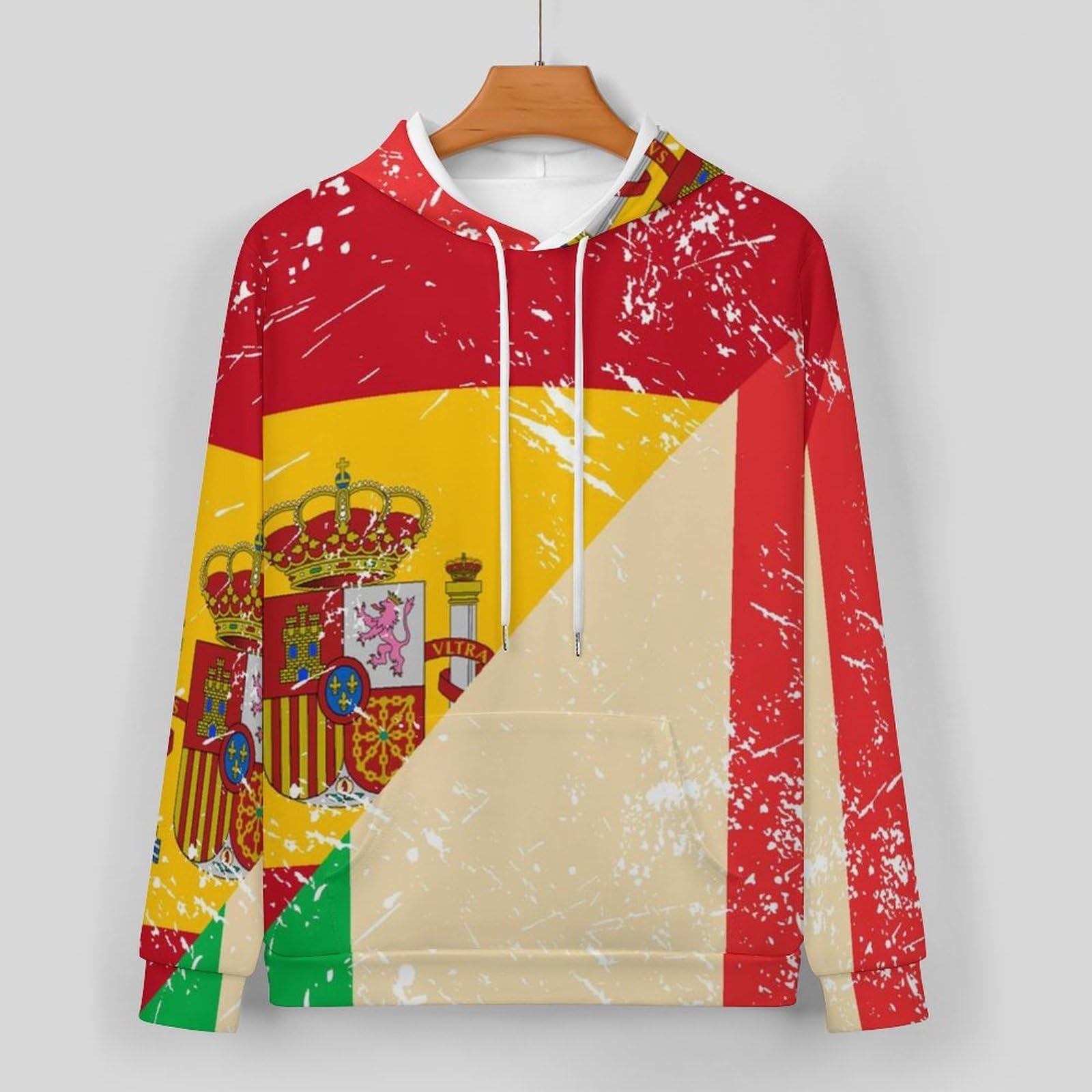 Italia e Spagna Vintage Flag Tute per gli Uomini Manica Lunga Felpa Con Cappuccio E Pantaloni Della Tuta Joggers Set Moda Tute