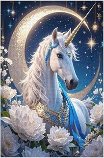 Jigsaw Puzzles 300 Pieces for Adults - Moonlight Unicorn Wooden Puzzle，Adults Teenagers and Kids Toys,Difficult Puzzles,Brain Development Games,Art Educational Game Puzzle