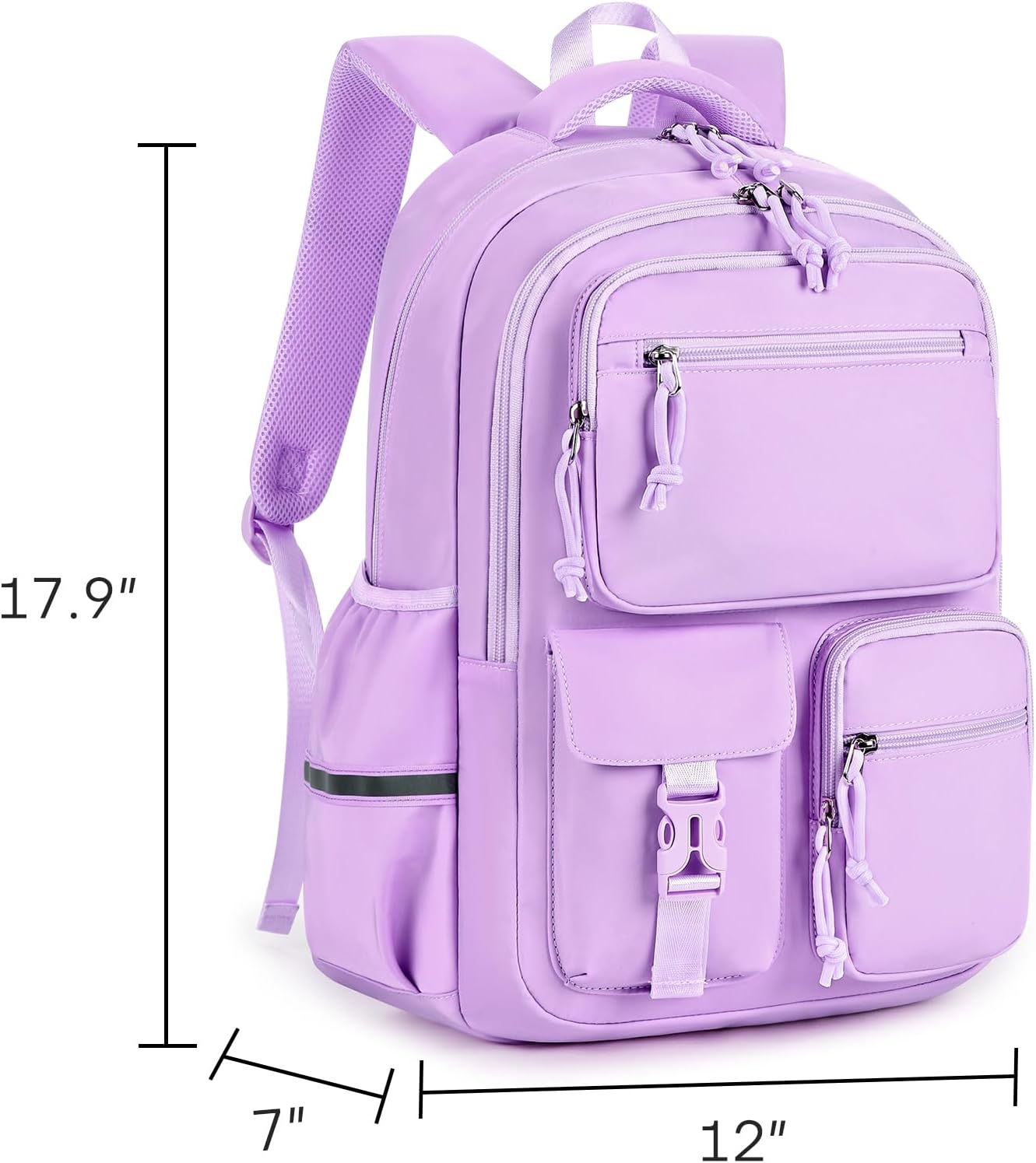 mibasies School Backpack for Teen Girls: 17.9 IN Backpack for Women with Laptop Compartment for Middle High Elementary School College Travel- Kids Bookbag Light Purple