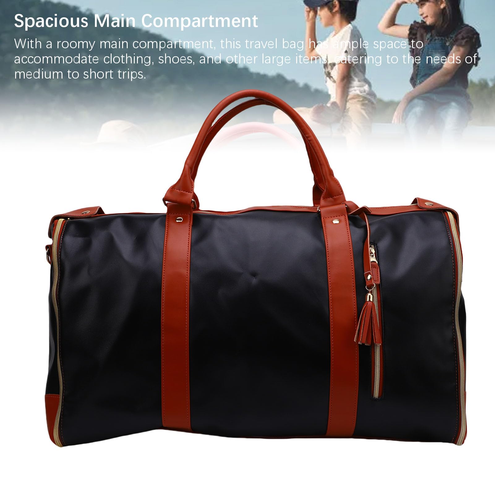 Asixxsix Borsa Da Viaggio in Pelle, Borsa Da Viaggio Pieghevole Impermeabile Di Grandi Dimensioni Con Trolley Telescopico Rimovibile Borsa Da Viaggio Convertibile per Abiti Da Uomo (Marrone scuro)