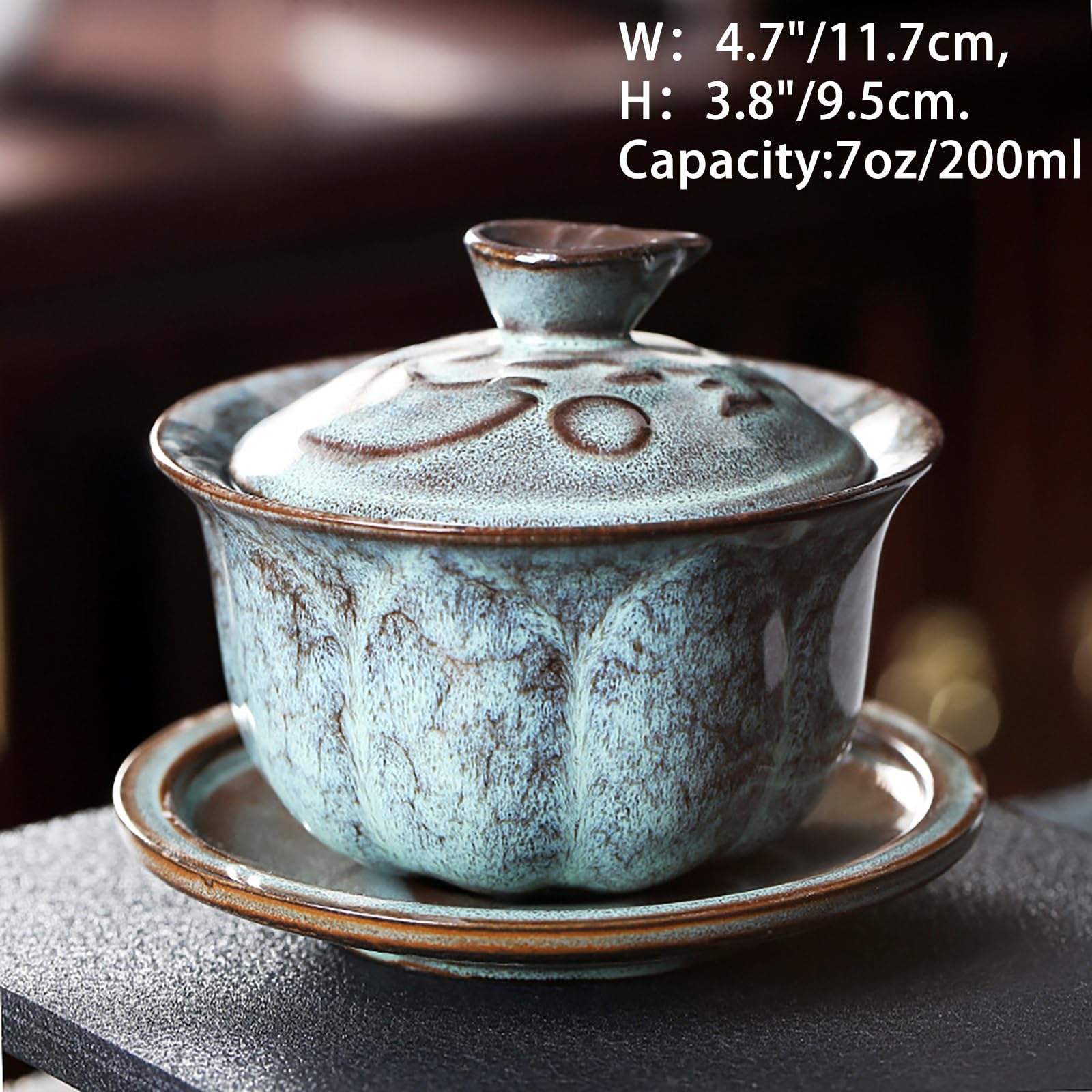 Kubek do herbaty Gaiwan, chińskie filiżanki do herbaty, Kung Fu Tea, chiński wzór, ceramiczny kubek do herbaty Gaiwan, miska do herbaty Sancai, antyczny zestaw do herbaty (kolor: zielony)