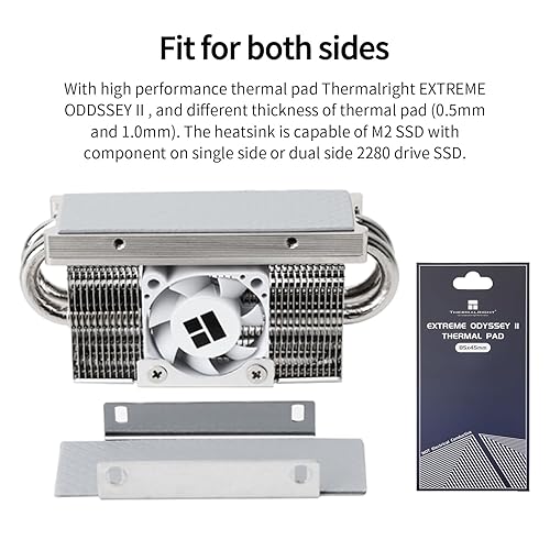 Miniatura 9 de Thermalright HR10 2280 PRO - Disipador de calor SSD negro, disipador de calor de doble cara, con ventilador PWM pequeño y de alta velocidad,