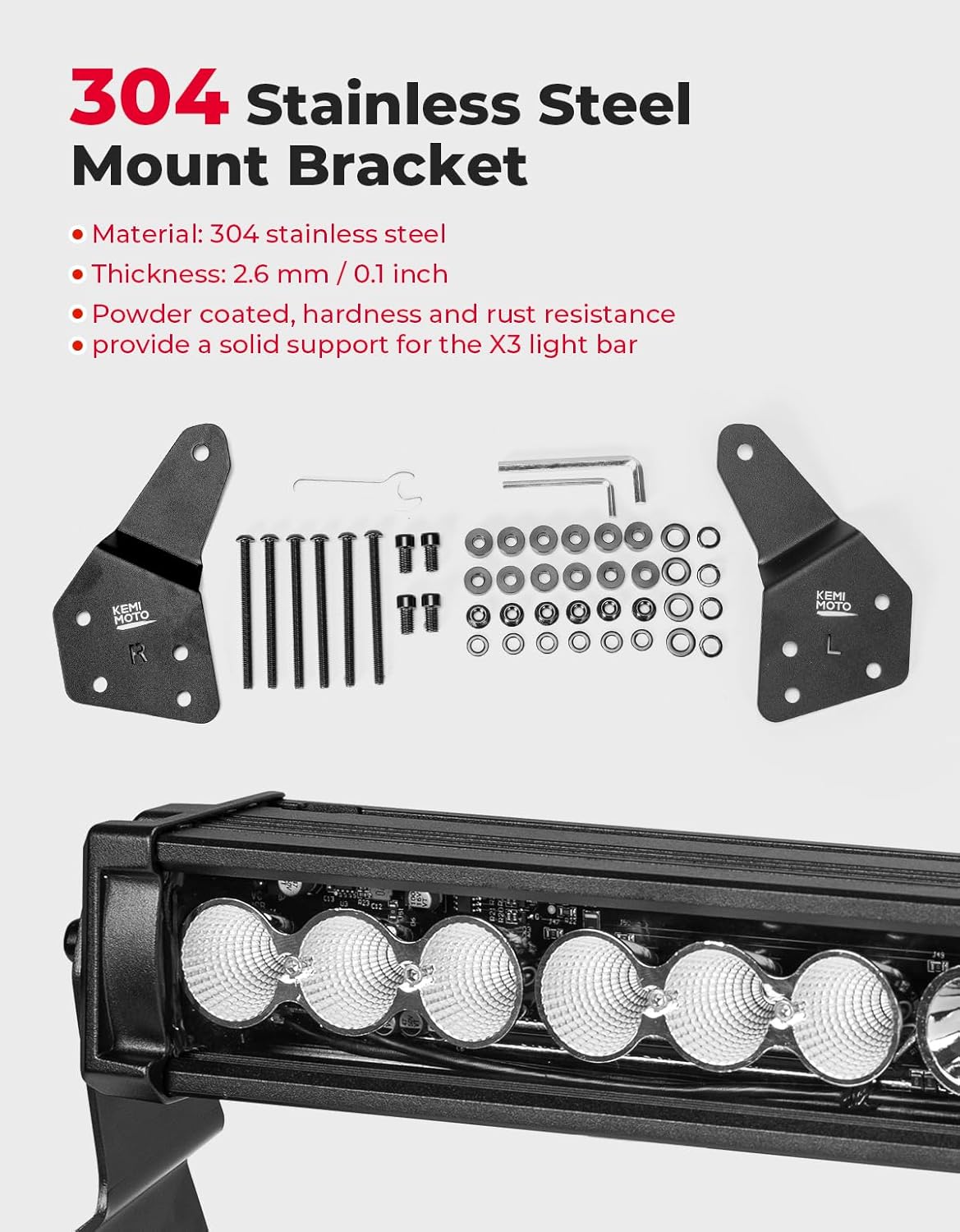 KEMIMOTO 50'' 390W X3 LED Light Bar Multi-Color Lights with Upper Roof Windshield Mount Brackets Rocker Switch Wiring Kit Compatible with Can Am Maverick X3 & Max & R 2017-2025
