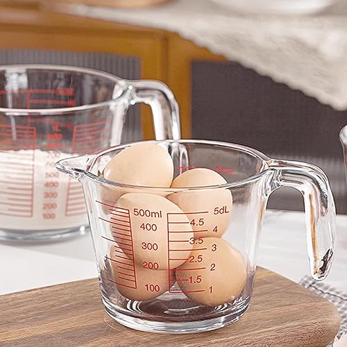 Miniatura 4 de Juego de 2 tazas medidoras de vidrio que incluye tazas medidoras líquidas de vidrio templado, lavavajillas, congelador, microondas y horno