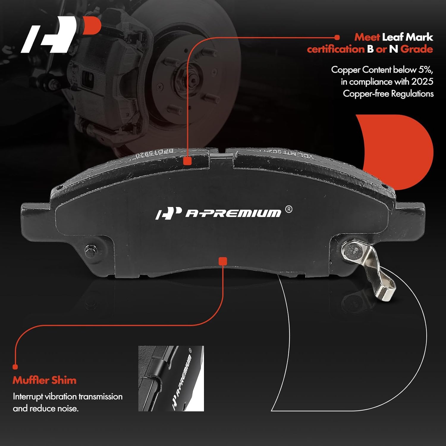 A-Premium 4 x Front Ceramic Disc Brake Pads + 4 x Rear Drum Brake Shoes Compatible with Nissan Versa 2012-2019, Versa Note 2014-2019, Micra 2015-2019