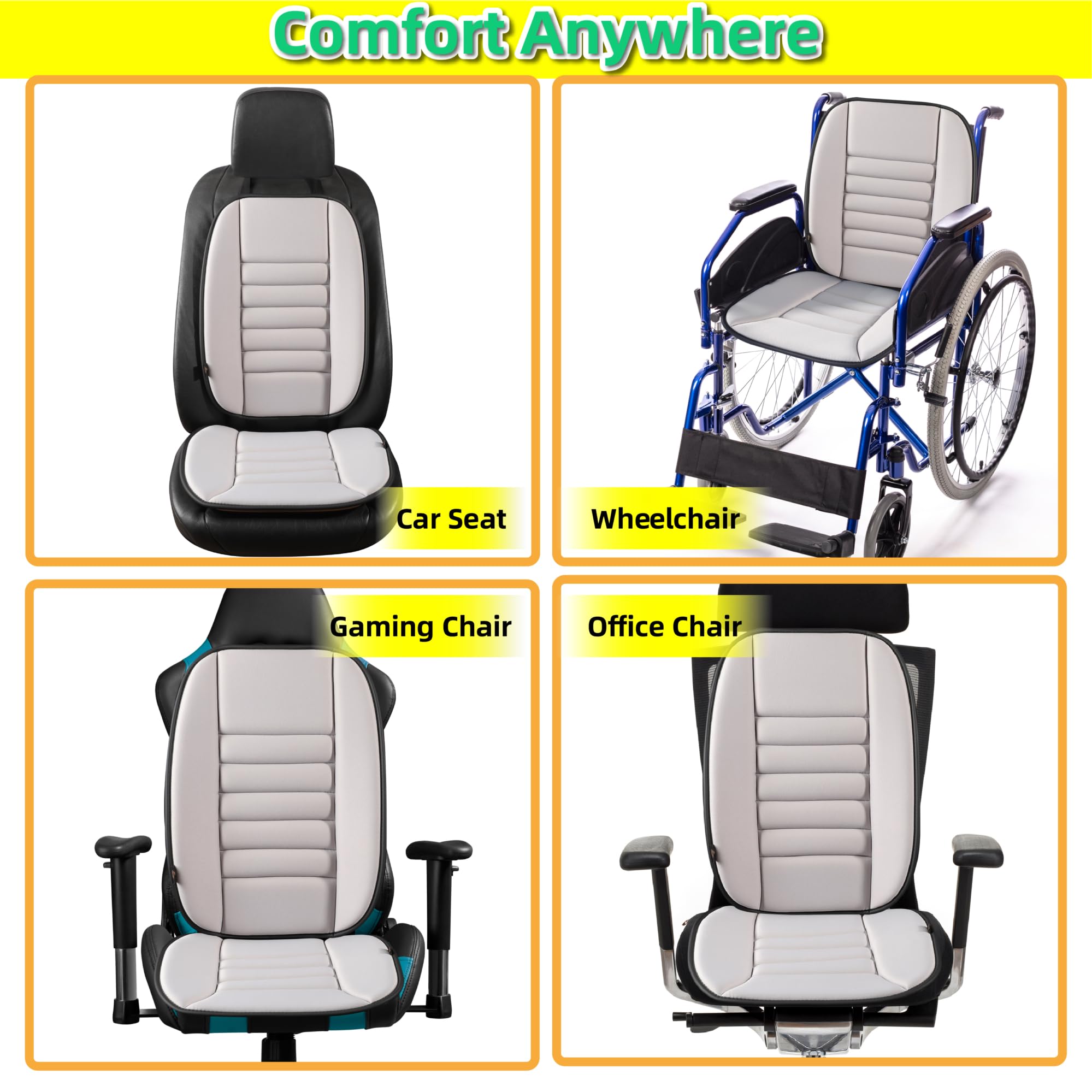 Oreiller De Massage Lombaire Électrique - Chauffant - Mousse Mémoire - Pour Bureau, Canapé, Voiture