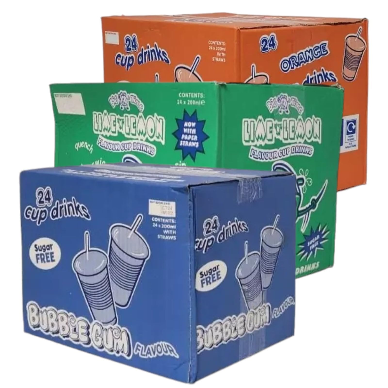 Refreshing Sugar-Free Cup Drinks Variety Pack | Convenient, Ready-to-Drink Beverages for Home, Parties, and On-the-Go | Ideal for All Ages (3, Bubblegum, Orange & Lime)
