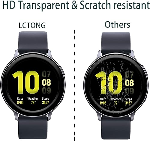 Miniatura 6 de Protector de pantalla compatible con Samsung Galaxy Watch Active 2 de 1.732 pulgadas, cobertura máxima, arañazos, sin burbujas, curvado 3D,