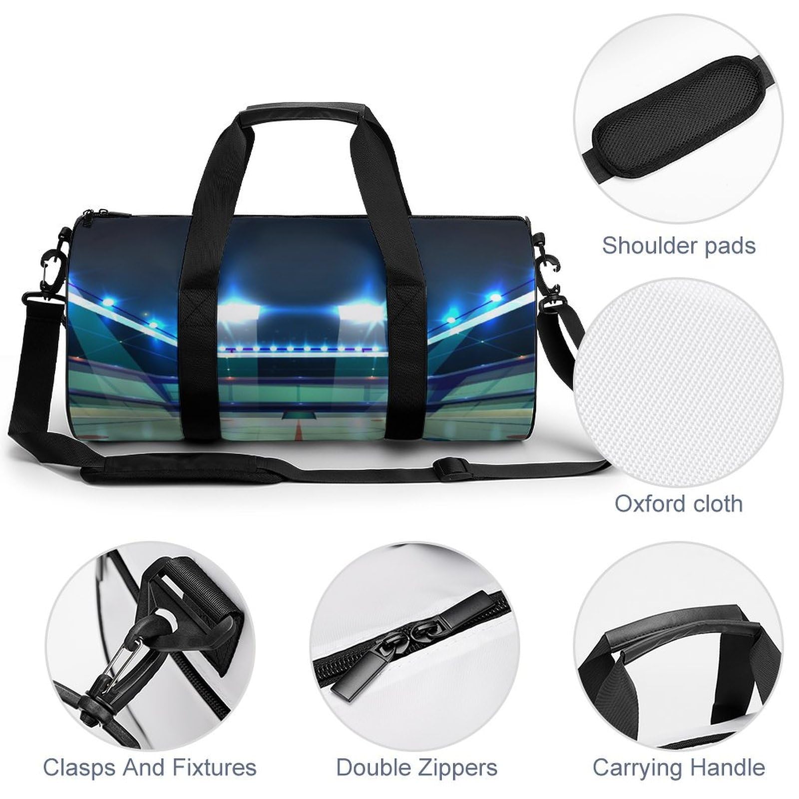 Hockey sur Glace Sac De Sport Gym Sac De Voyage Sac Week-End Duffel Bag pour Camping Randonnée Voyage 45x23x23cm