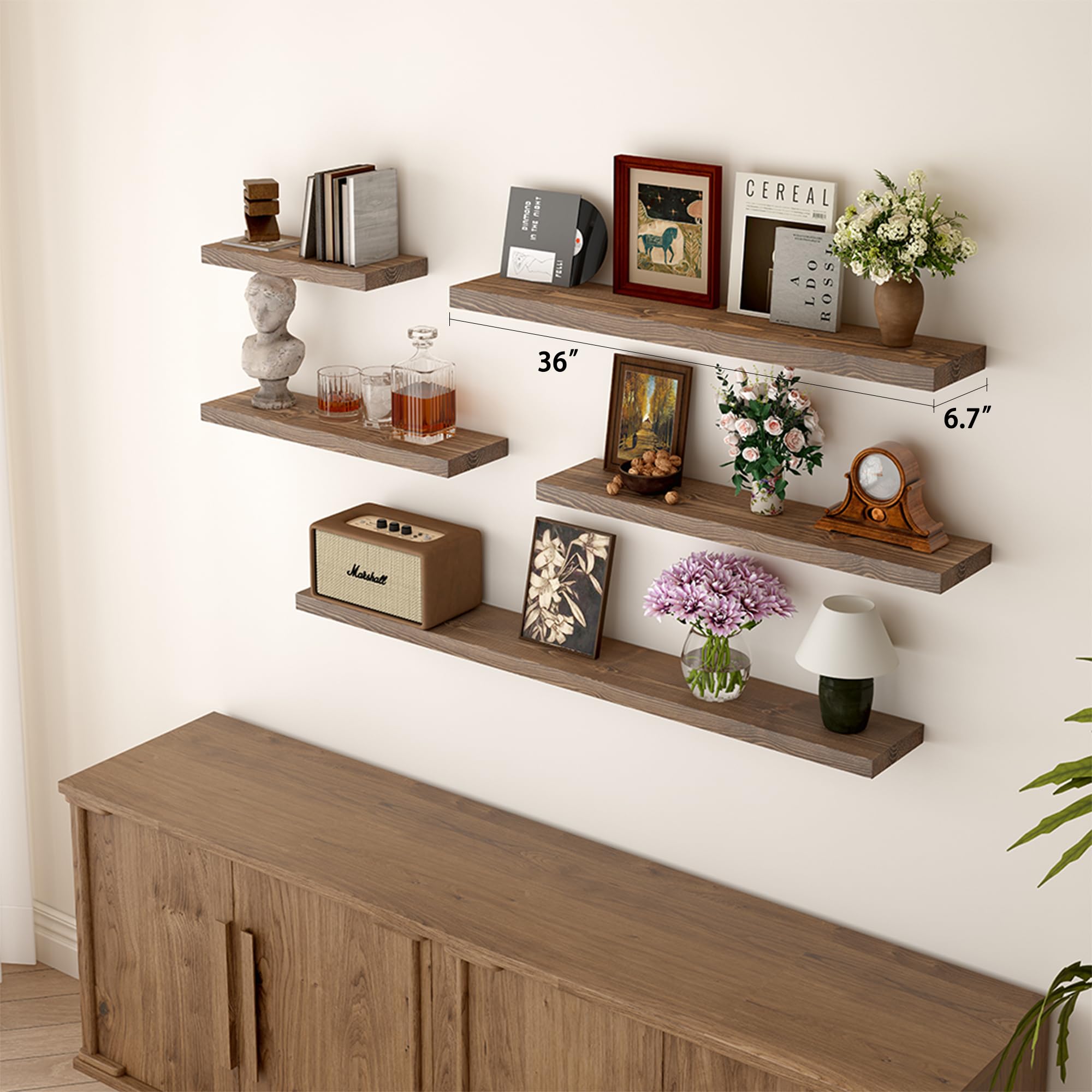 Amazon.com: BGMG 36 inch Walnut Floating Shelves for Wall