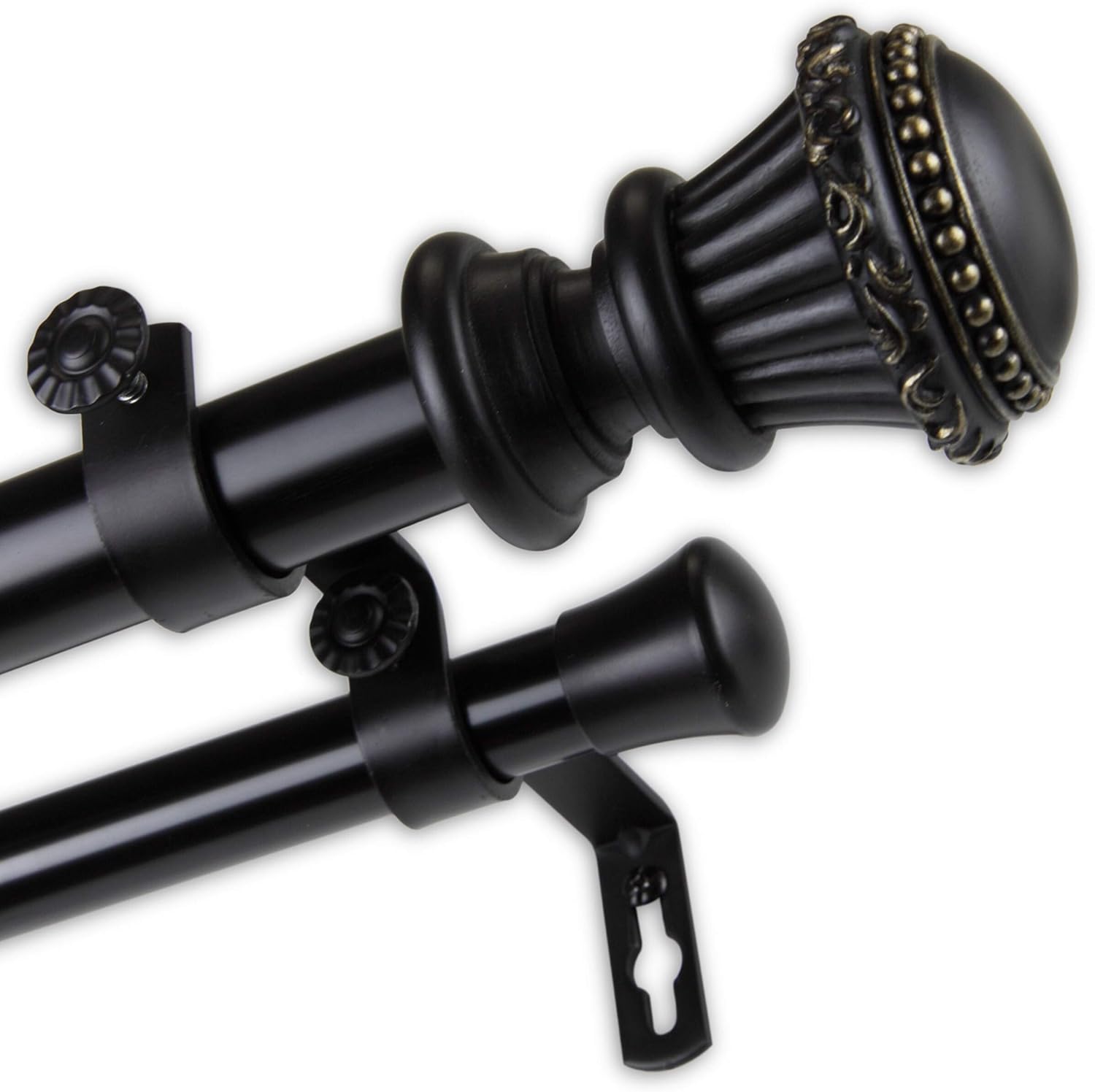 Trinity 1 inch Diameter Adjustable Double Curtain Rod Bronze 48 to 84 inches Bronze Finish