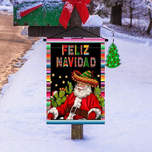 Miniatura 2 de Nepnuser Bandera de jardín de Feliz Navidad, decoración mexicana de Navidad, suministros de fiesta de invierno español, suministros de fiesta de