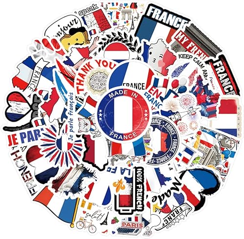 Miniatura 7 de Paquete de 54 calcomanías francesas, calcomanías de vinilo estético de graffiti impermeables para botella de agua, laptop, teléfono, álbumes de