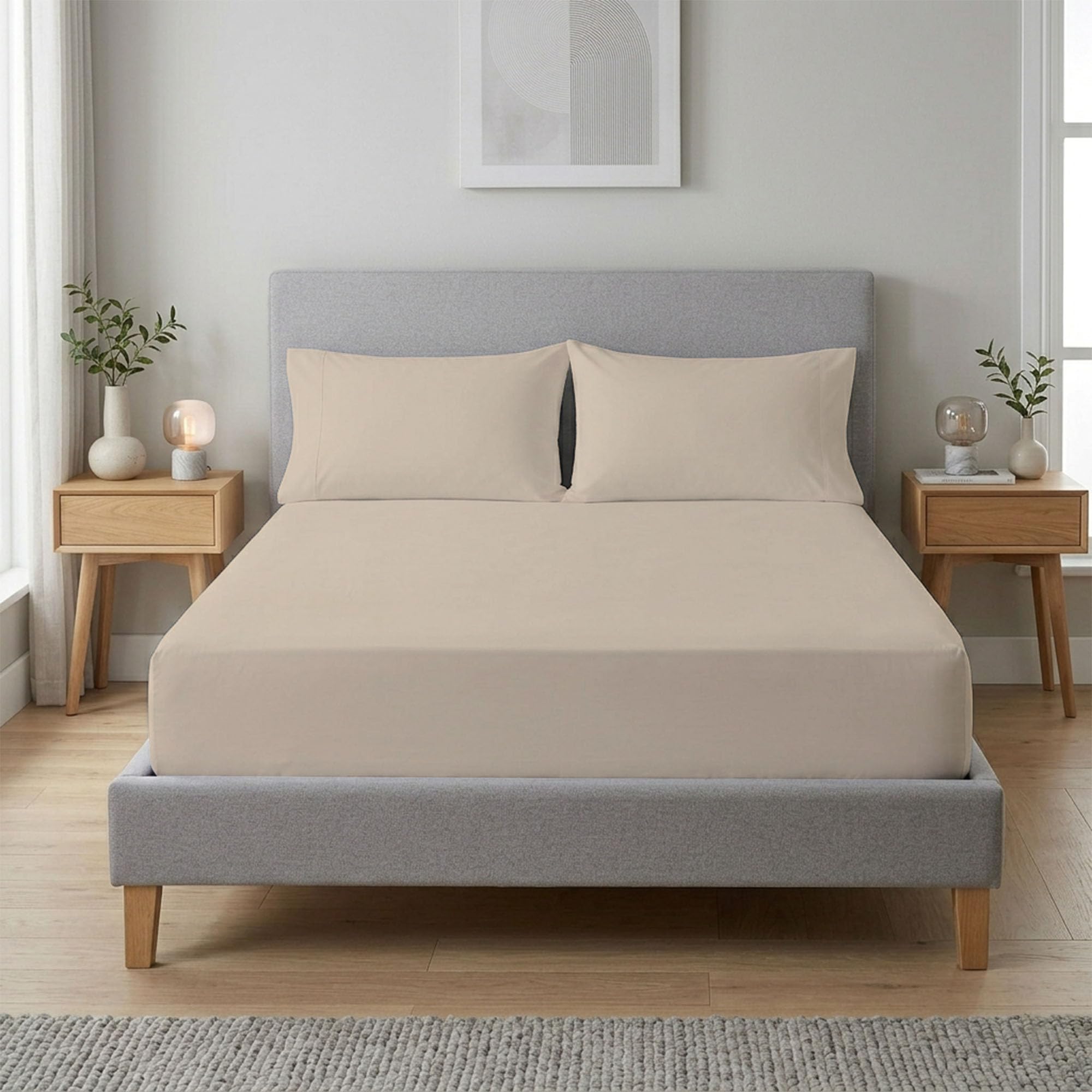 Reliancebedding Beige Reliance Bedding Luxury Single Fitted Sheet – 100% Egyptian Cotton, 400 Thread Count, 40Cm Extra Deep Pocket, Hypoallergenic & Breathable, Soft & Durable 4Ft Bed Sheet With Corner Elastic