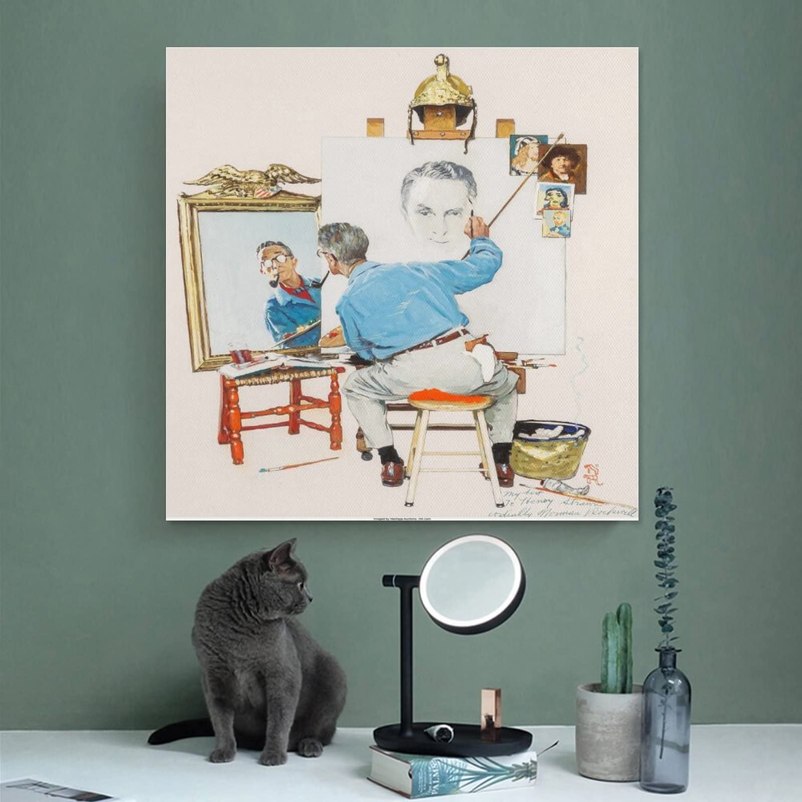 完全フルセット ノーマン・ロックウェル トリプル・セルフ・ポートレート 陶器 完全フルセット ノーマン・ロックウェル トリプル・セルフ・ポート