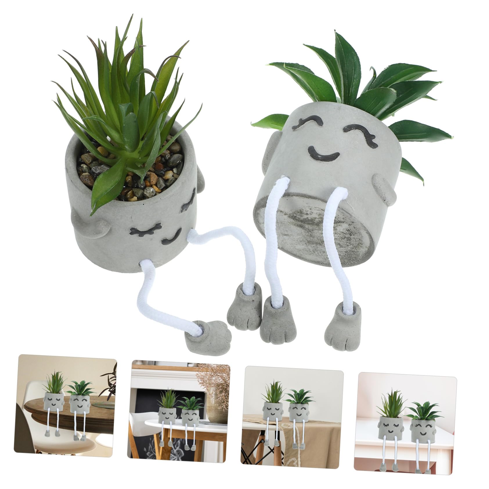 Cabilock 2pièces Bonsaï Artificiel Plastique Plante Grasse Artificielle Pot Décoratif pour Intérieur