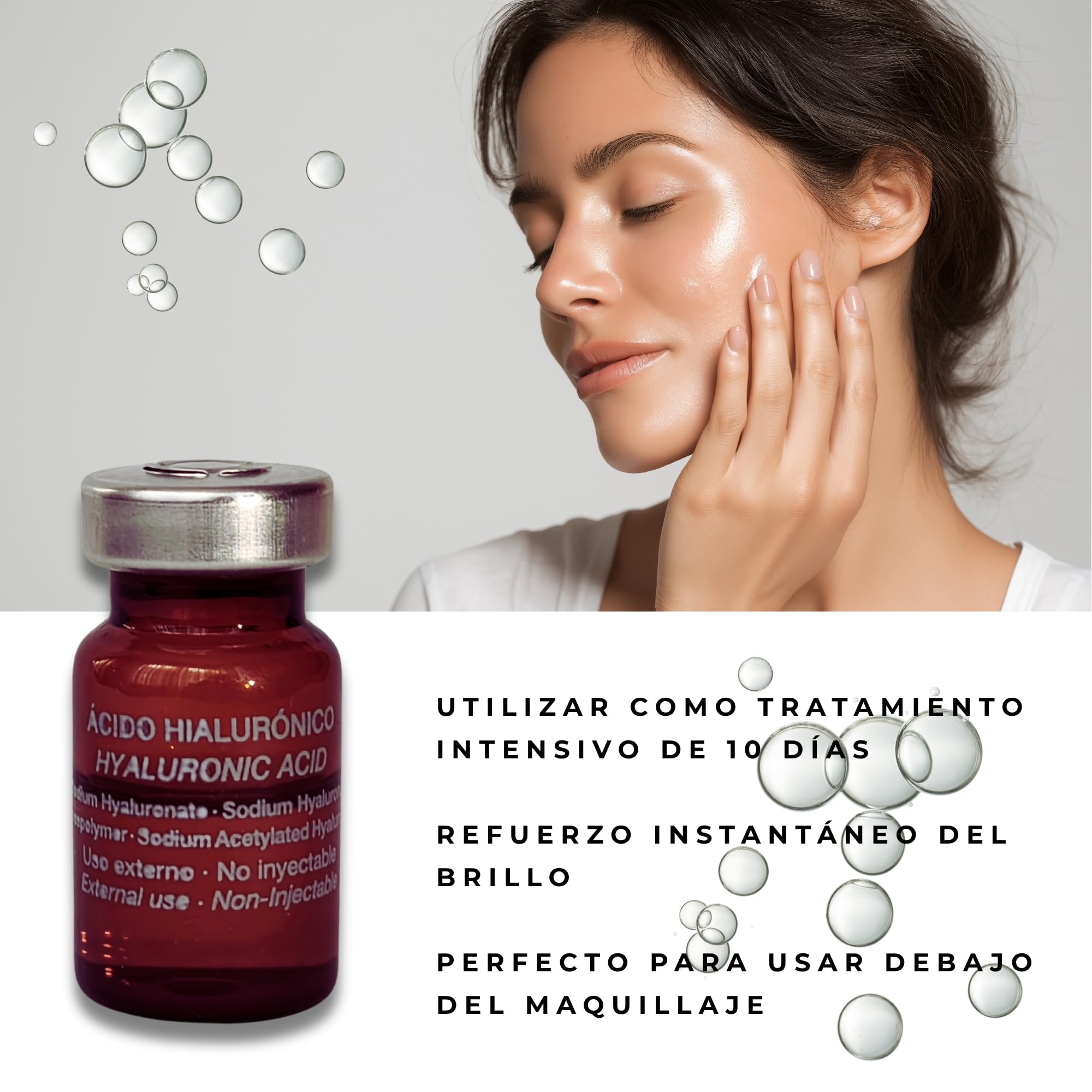 KFS Viales Tripla Siero Viso Acido Ialuronico con Niacinamide B3 e Pantenolo B5, Azione Multistrato, Filler e Lifting Viso, Compatibile con Microneedling Viso, Dermaroller e Dermapen, 10u x 5ml