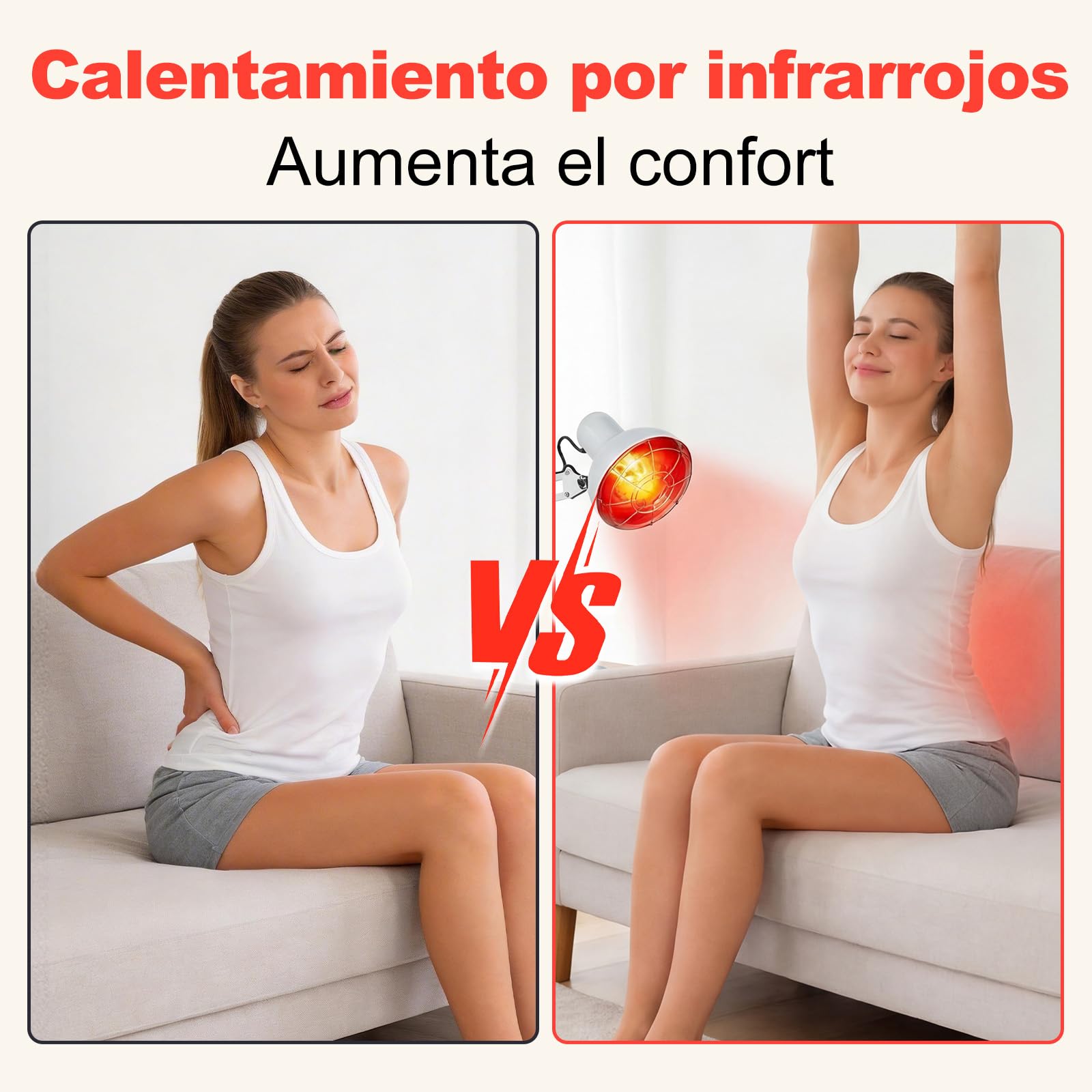 Cozion Lámpara Calefactora 150W, Luz Roja Ajustable con Temporizador