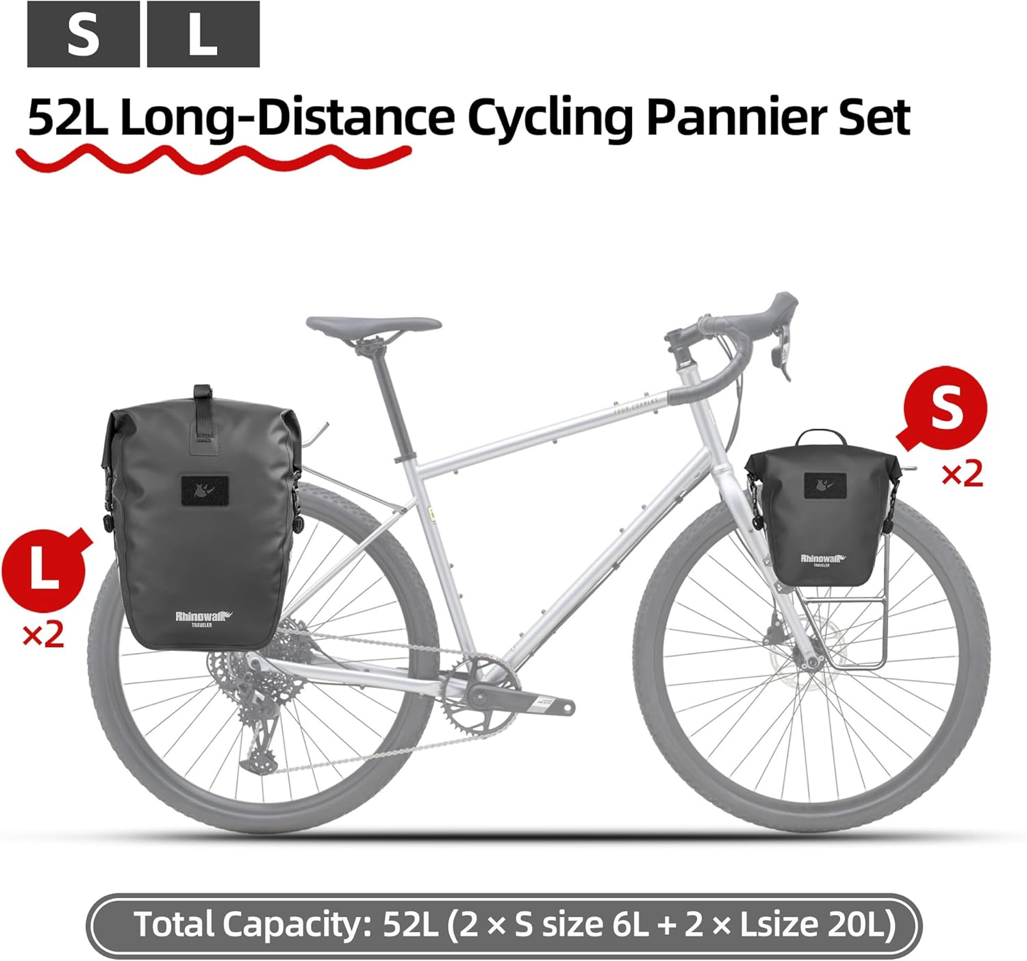 Rhinowalk Bike Pannier Bag 20L Waterproof Bicycle Bag Motor Pannier Backpack Shoulder Bag Laptop Pannier Travel Bag Professional Cycling Accessories (1 PCS)