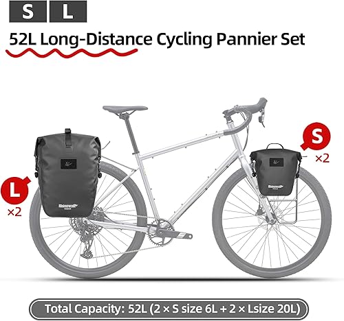 Miniatura 6 de Rhinowalk Bolsa de alforja de bicicleta 20L impermeable Bolsa de bicicleta Motor Alforja Mochila Bolsa de hombro Bolsa de viaje Bolsa de viaje