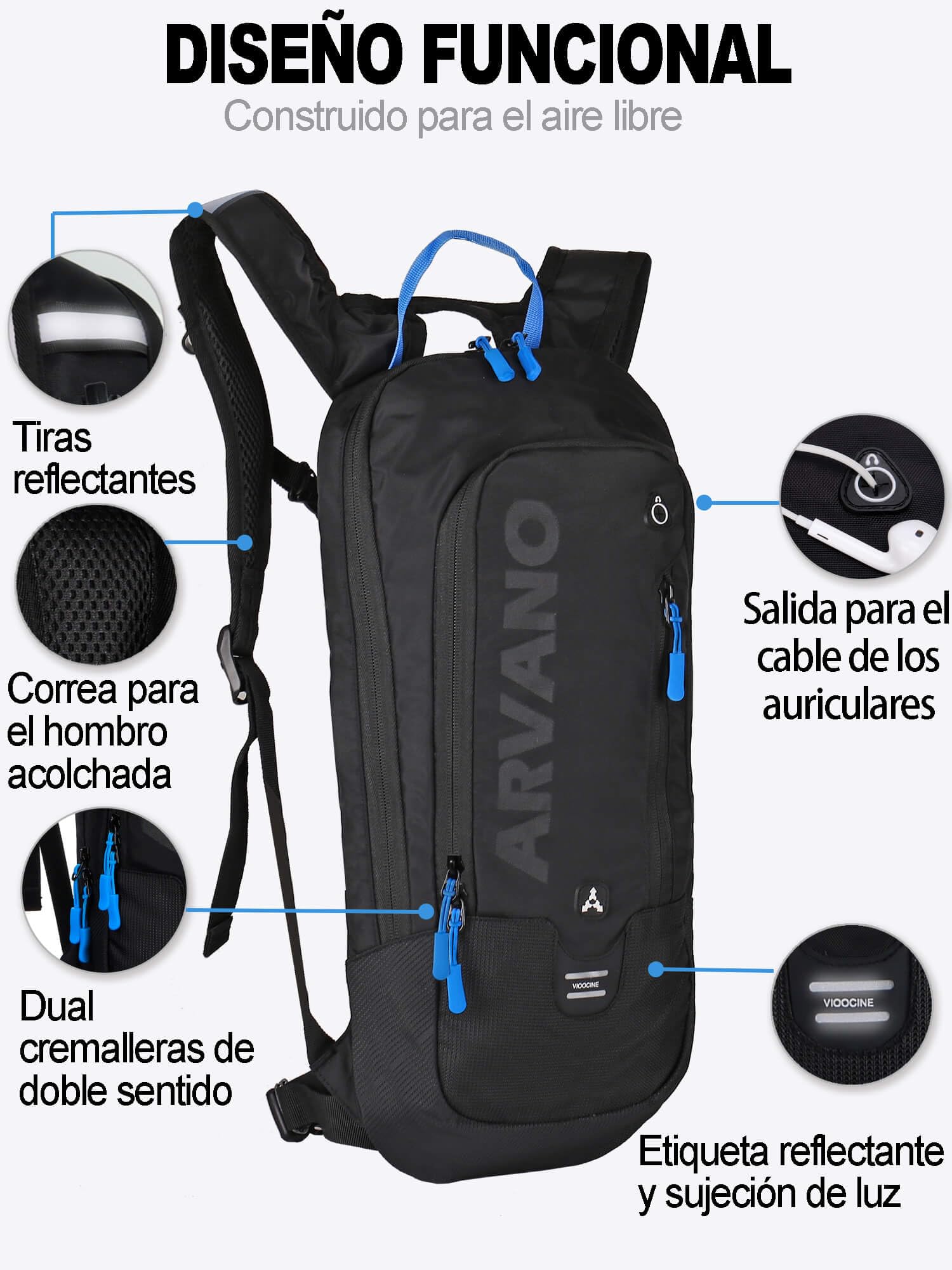 6L Mini Mochila Bicicleta Montaña Impermeable, Mochila Hidratación MTB con 2L Bolsa de Agua para Ciclismo Bici Running Trail Esquí Mochila Ligero Deportes