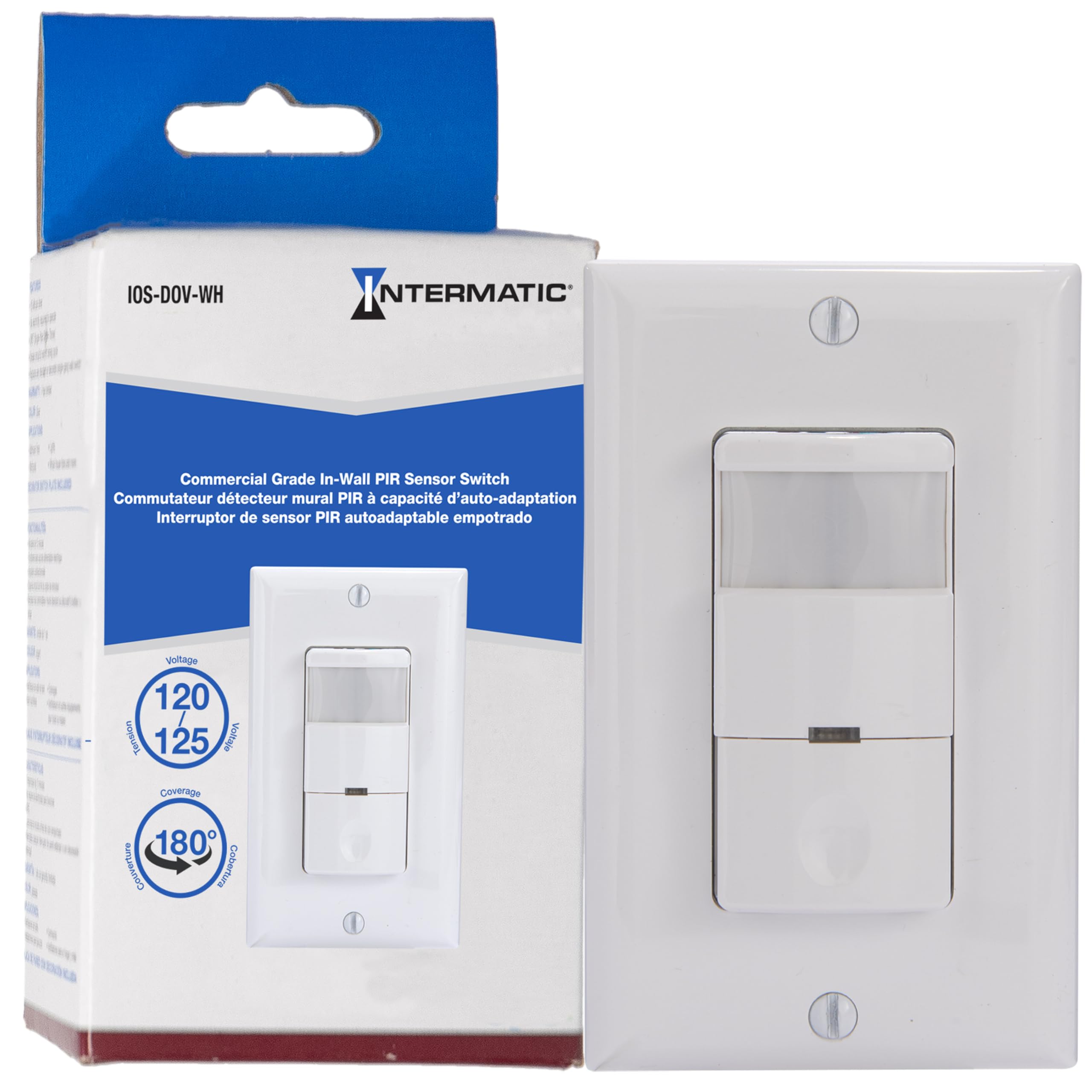 Capteur d'occupation PIR Intermatic iOS-DOV-WH interrupteur mural automatique blanc