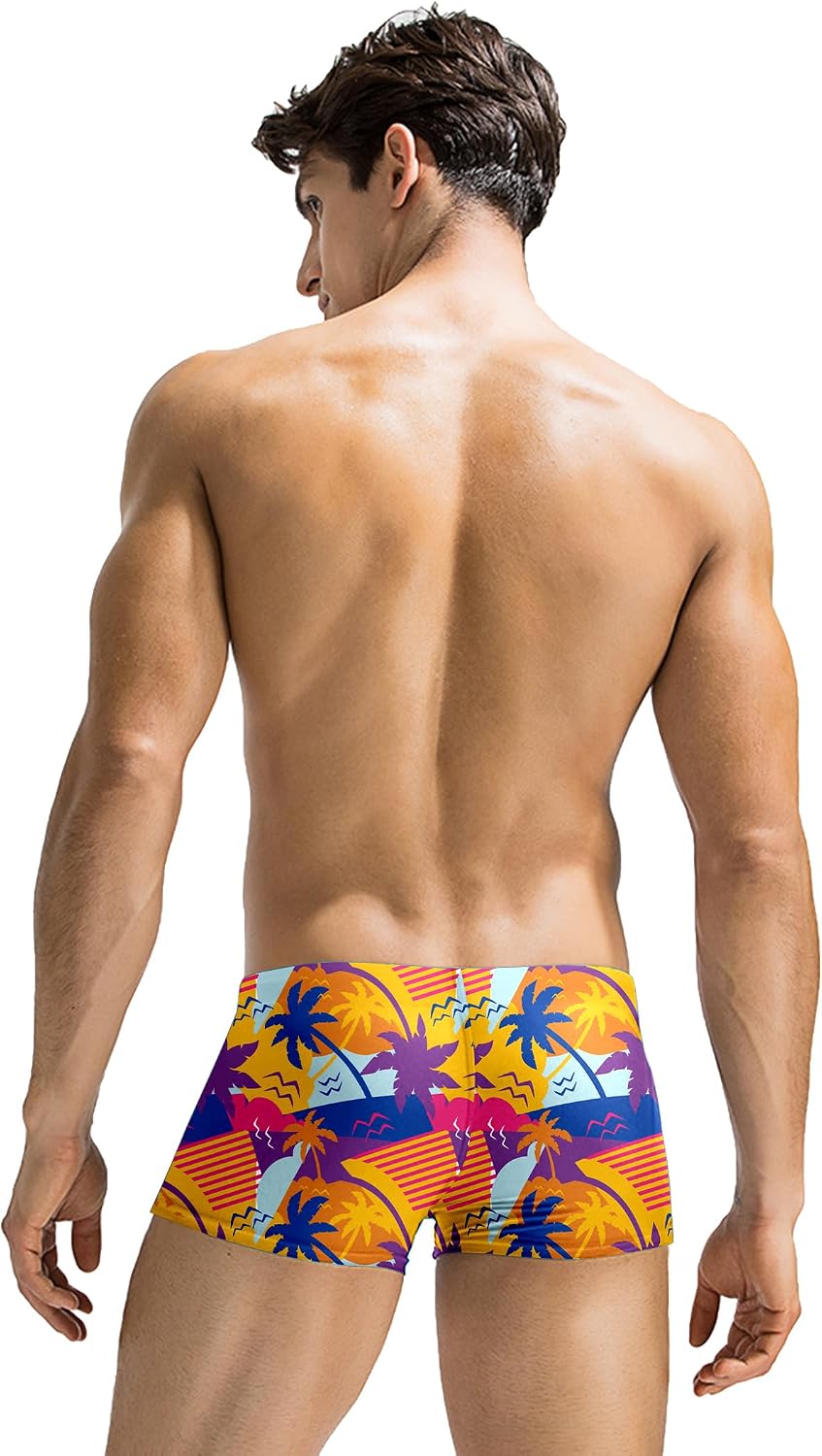 COOFANDY Swim Trunks for Men Sexy Swim Brief Square Leg Swimsuit Swimming Short Bathing Suit with Pocket S-XXL